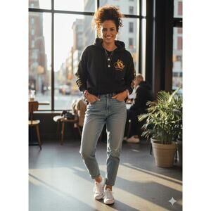 Scotch & Soda "grandparents favorite" black floral graphic embroidered hoodie XL